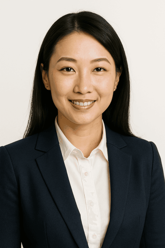 Professional headshot of Rachel L., a smiling woman in business attire against a neutral background, Licensed Realtor from Vancouver who passed her BC real estate exam on the first try